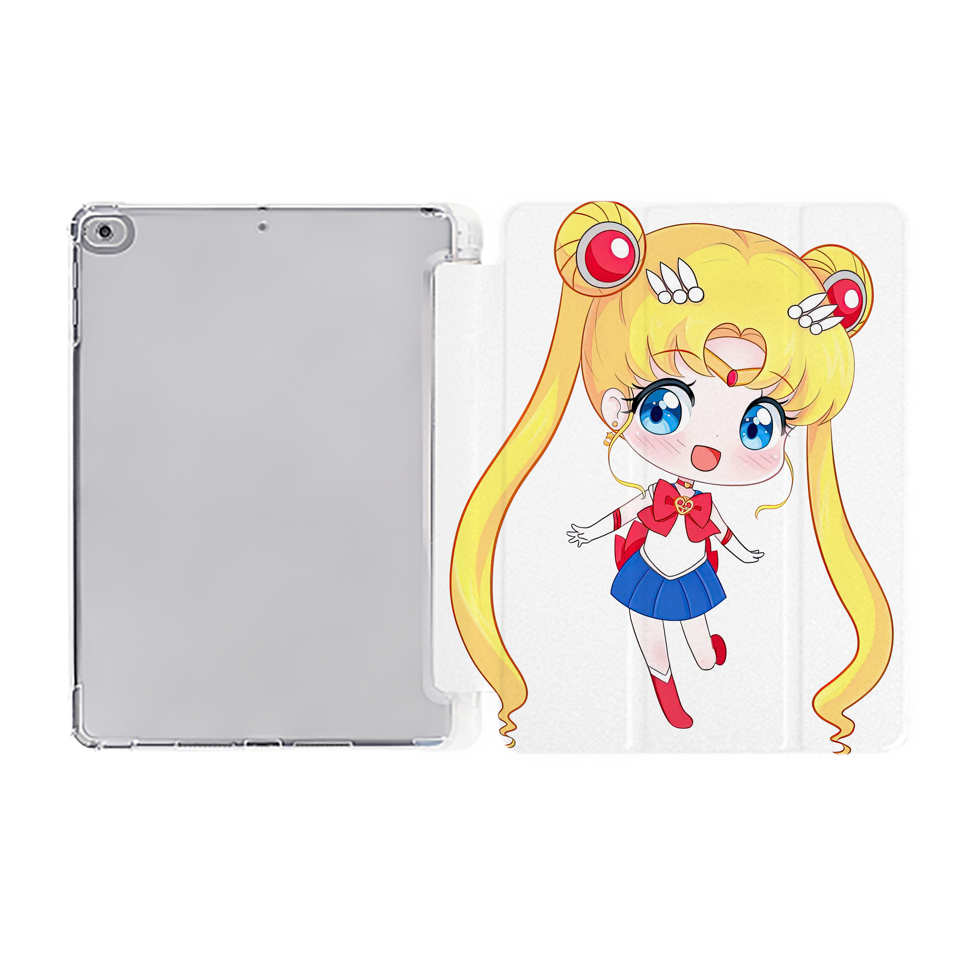 （画像用） 美少女戦士セーラームーン 月野 うさぎ つきの うさぎ Sailor Moon Tsukino Usagi IPad ケース ペン収納付き 三つ折りスタンド PUレザー×シリコン 対応機種9.5/10.5/10.9インチ